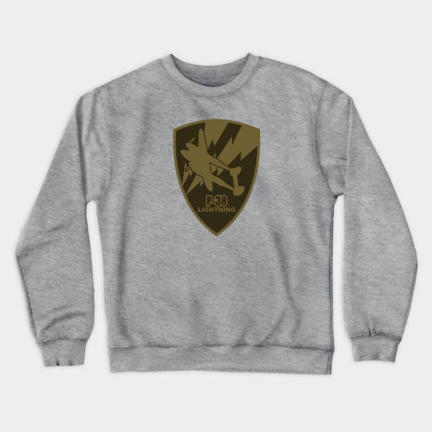 P-38 Lightning Patch Crewneck Sweatshirt by Tailgunnerstudios